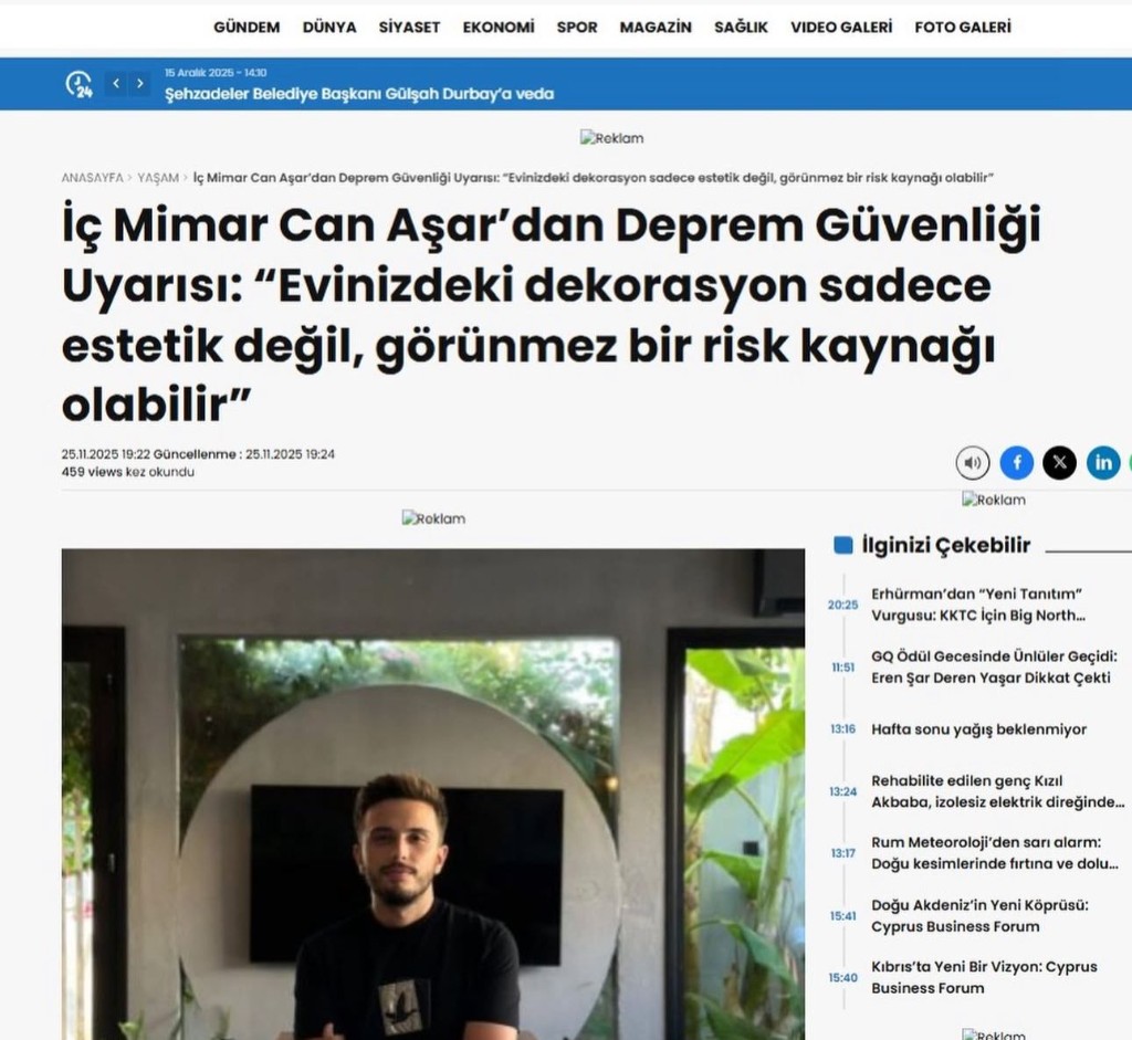 İşte Kıbrıs — deprem güvenliği ve dekorasyon